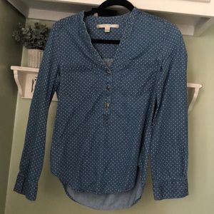 Polka dot chambray top